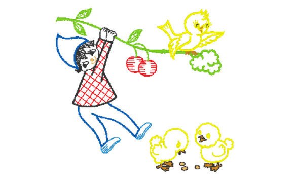 Boy and Little Chicks Embroidery Review
