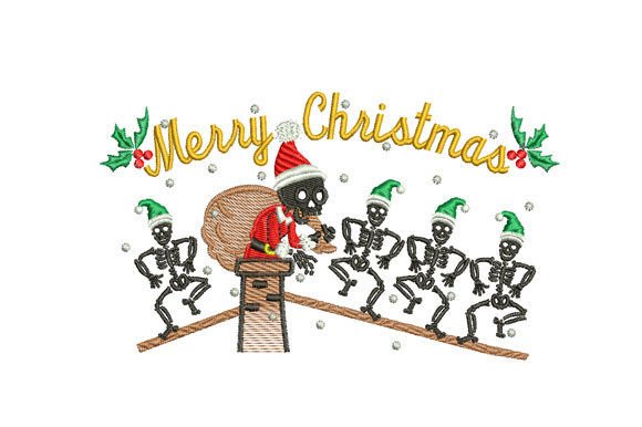 Skeletons Dancing Christmas Santa Embroidery Review